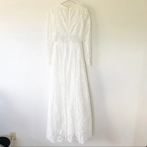 ASOS BRIDAL EDITION Grace Lace Long Sleeve Crop Top Maxi Wedding Dress - Picture 7 of 16